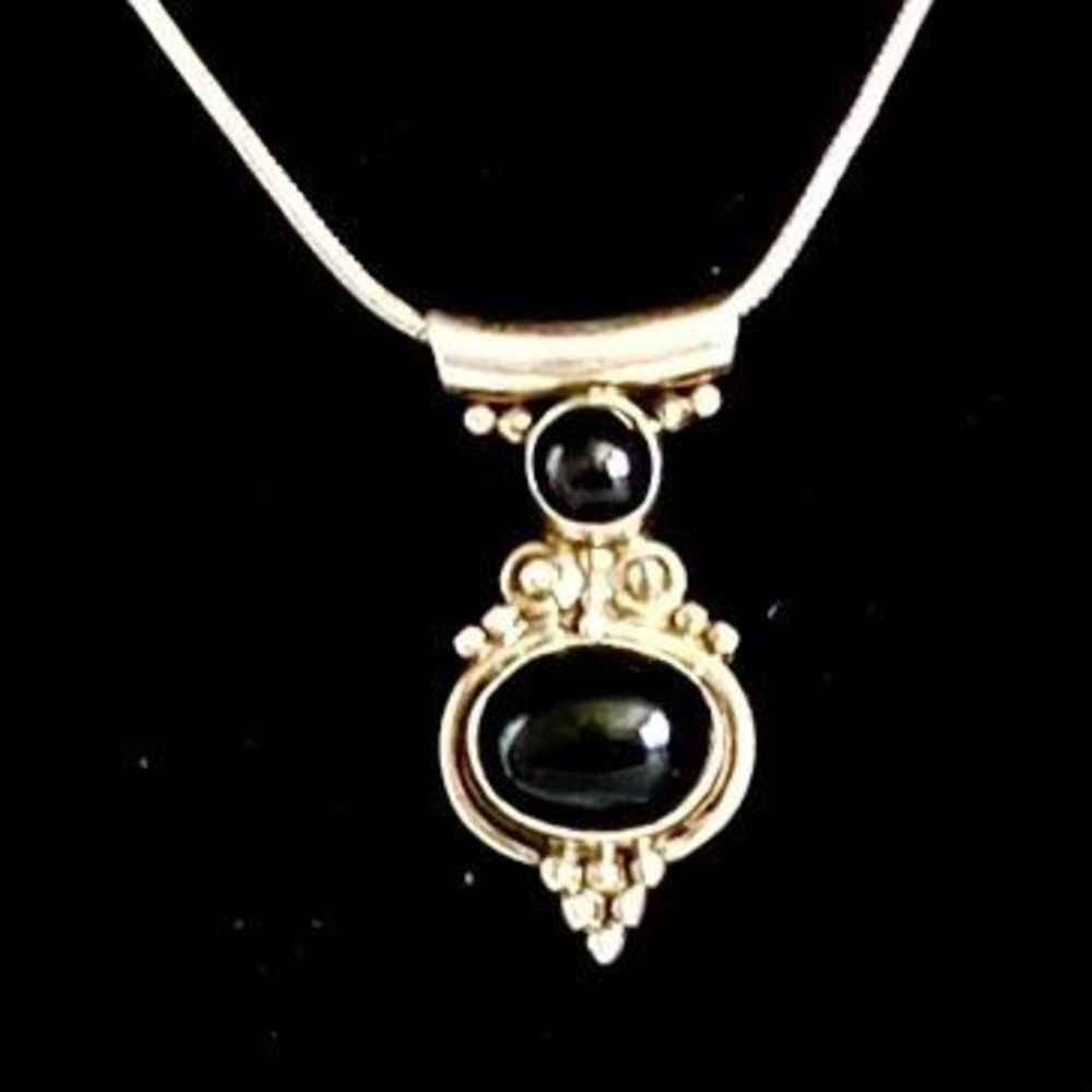AAB# Italian Sterling 925 Silver & Black Oynx Necklace - Picture 1 of 11